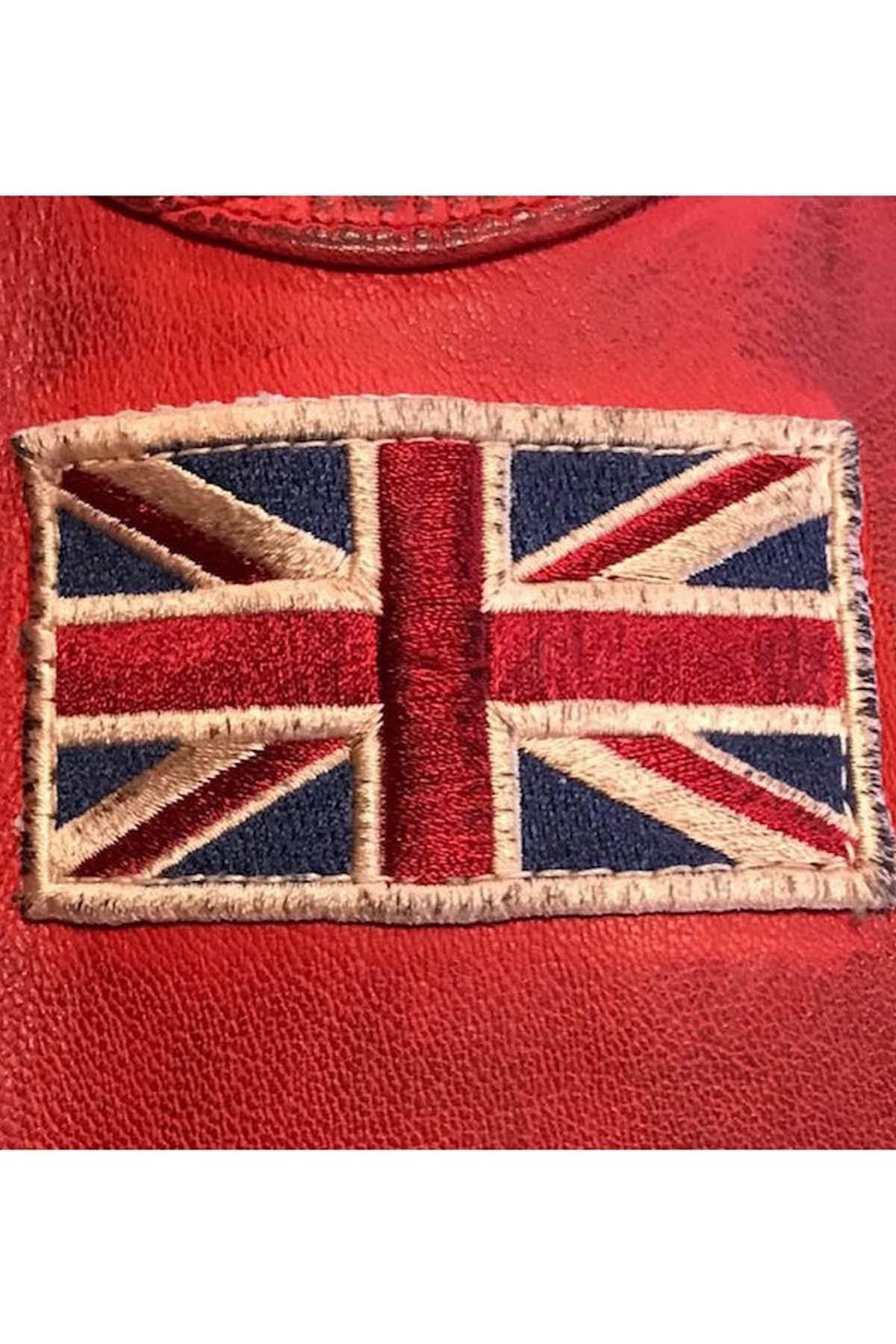 Women's racing jacket in red leather - Image n°6
