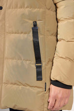 Beige casual mid-length down jacket - Image n°7