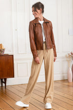 Leather jacket with flap collar - Image n°2