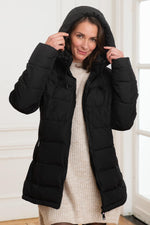 Women's black padded parka - Image n°4