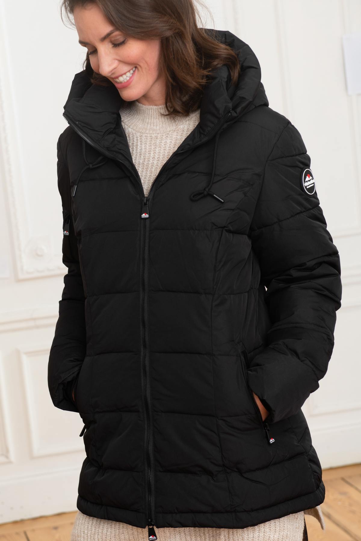 Women's black padded parka - Image n°7