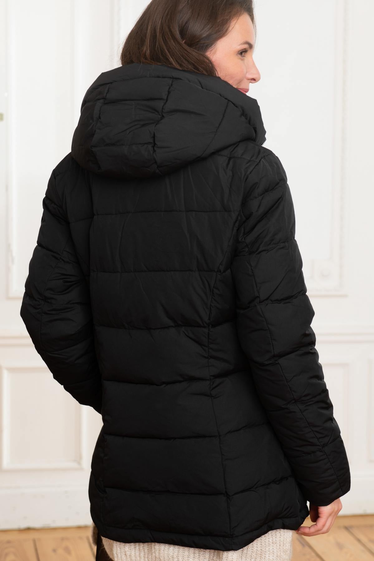 Women's black padded parka - Image n°8