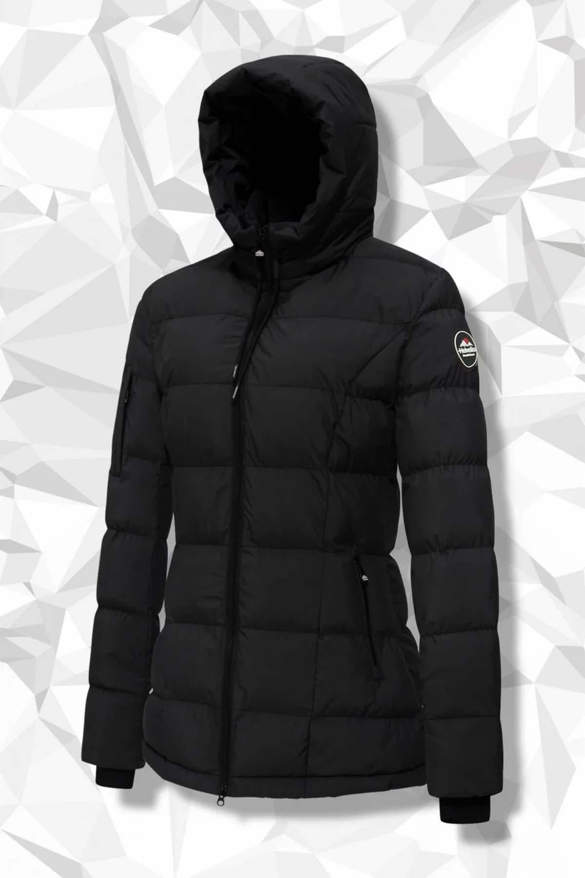 Women's black padded parka - Image n°2