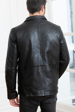 Black lambskin jacket, straight cut, zip closure, adjustable collar. - Image n°5