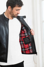 Slimfit black lambskin leather jacket - Image n°4