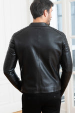 Slimfit black lambskin leather jacket - Image n°5