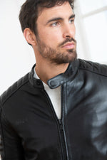 Slimfit black lambskin leather jacket - Image n°6