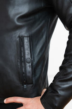 Slimfit black lambskin leather jacket - Image n°7