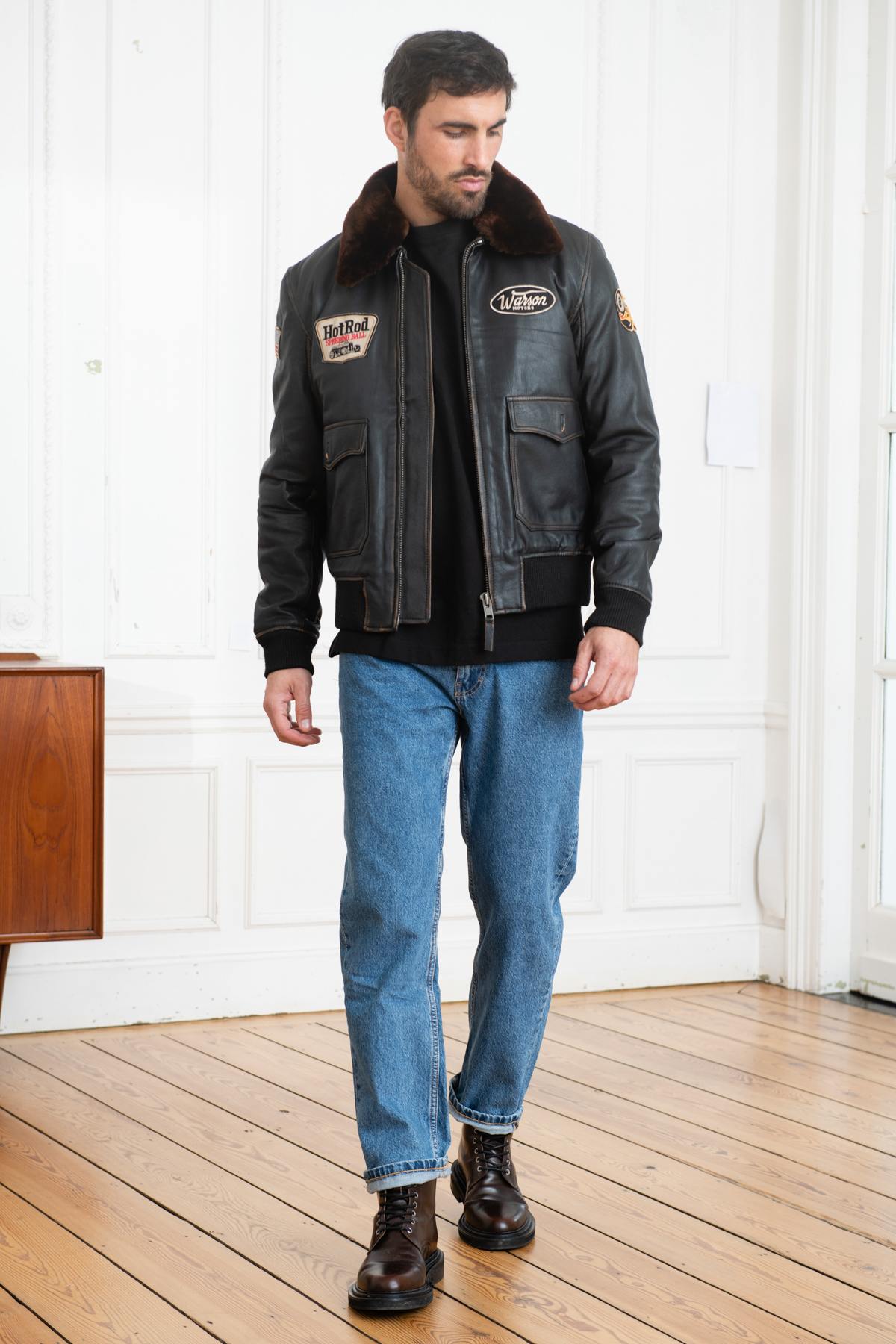 Type G1 aviator jacket in goatskin leather - Image n°3