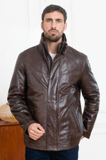 Timeless brown lambskin jacket with biker flair and removable warmth. - Image n°3