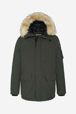 Khaki snorkel parka with removable fur - Image n°1