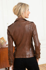 Brown leather Biker Jacket jacket - Image n°9