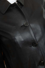 Women's shirt collar jacket in black sheepskin leather - Image n°8