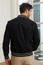Schott's navy suede bomber in goatskin. Casual, all-season, timeless. - Image n°5
