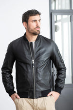 Schott NYC's lambskin MA-1 bomber with ribbed trims and zip front. - Image n°4