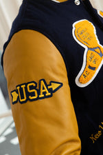 Navy blue and yellow US varsity teddy - Image n°7