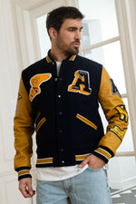 Navy blue and yellow US varsity teddy - Image n°3