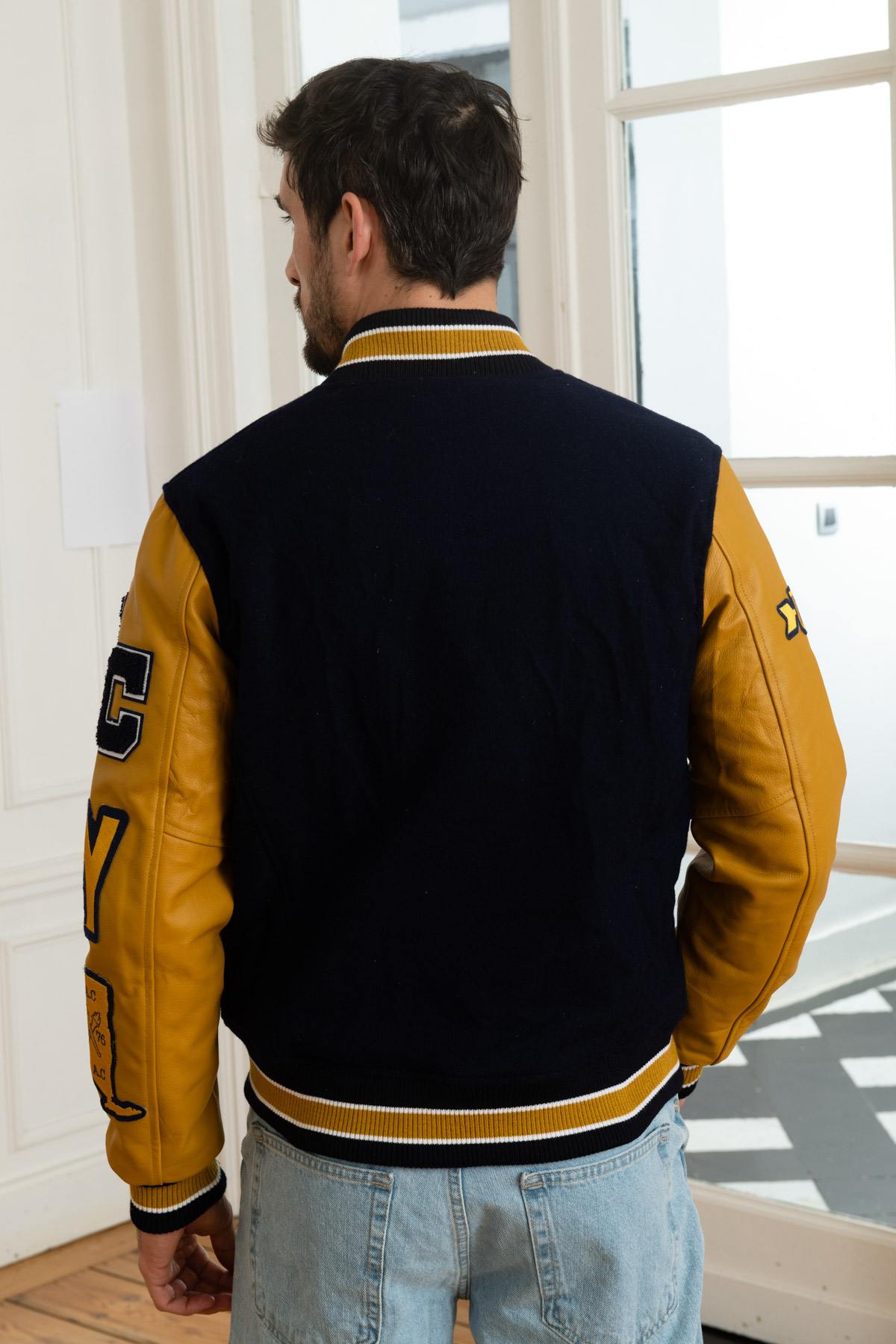 Navy blue and yellow US varsity teddy - Image n°5