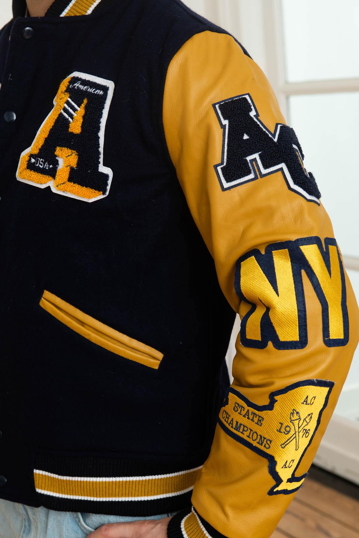 Navy blue and yellow US varsity teddy - Image n°8