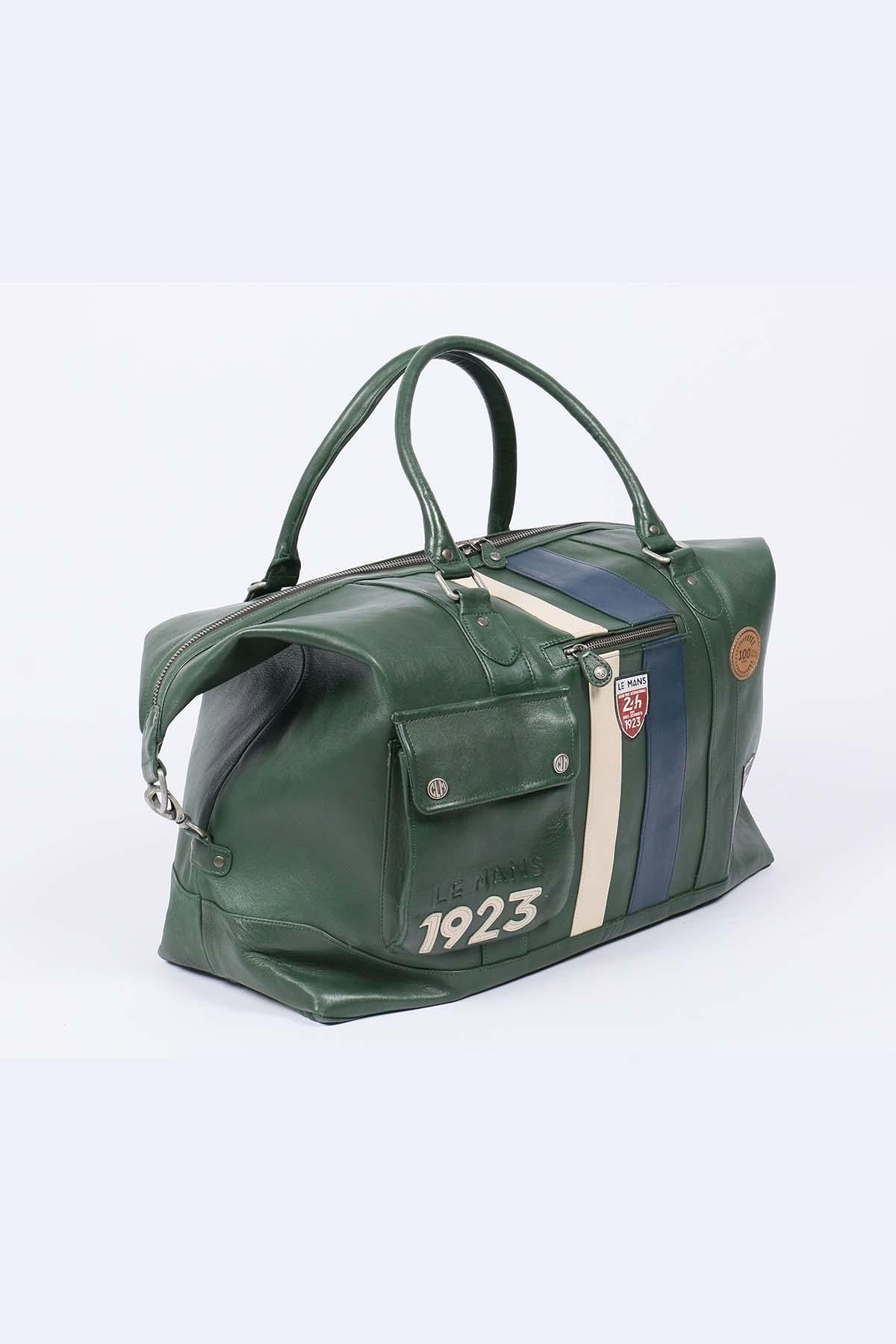100 years of Le Mans travel bag in green leather - Image n°1