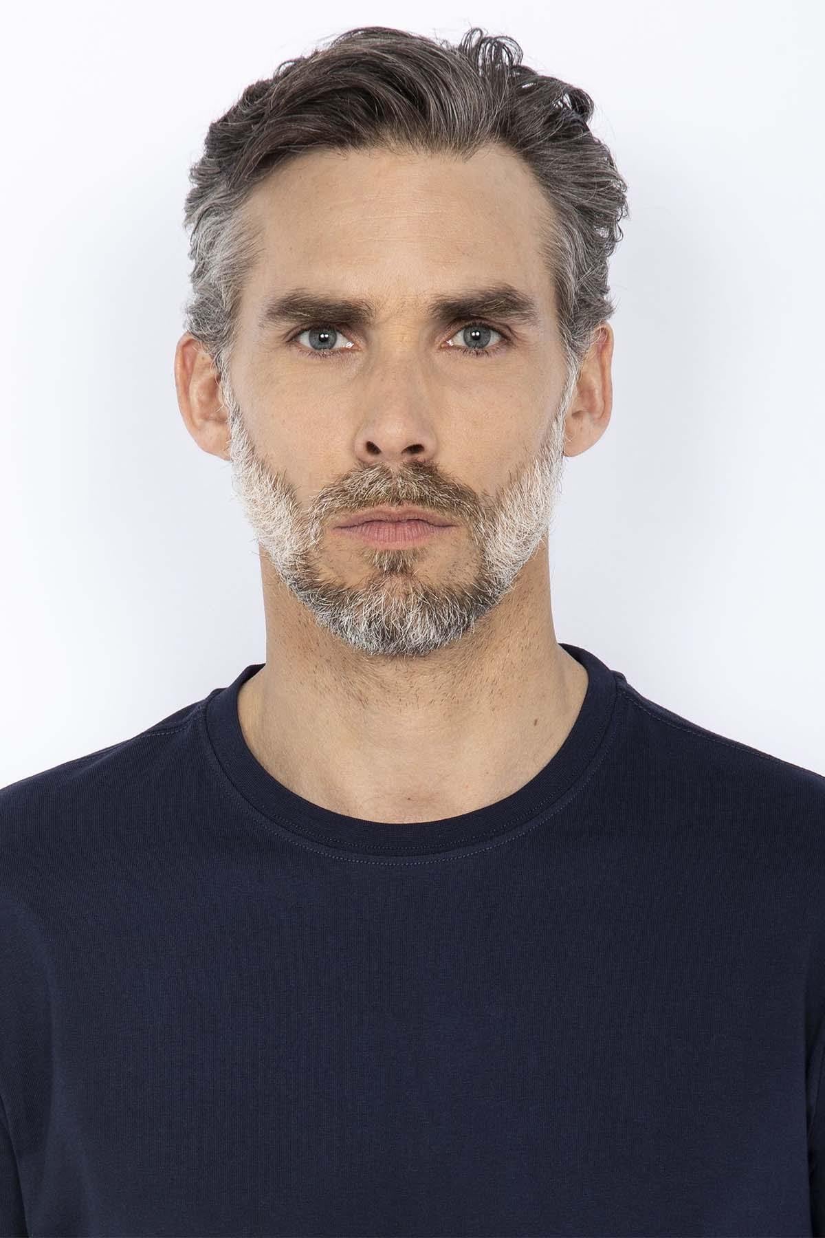 Pack of 2 plain navy blue and heather gray t-shirts - Image n°10