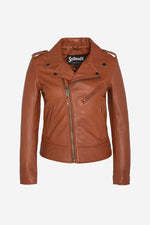 Schott's LCW1601D Cognac: lambskin Perfecto, slim-fit and timeless. - Image n°8