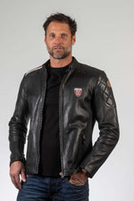 Le Mans-licensed black lambskin jacket. Biker style, regular fit. - Image n°5