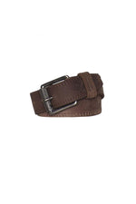 Brown nubuck leather belt with pin buckle - Image n°1