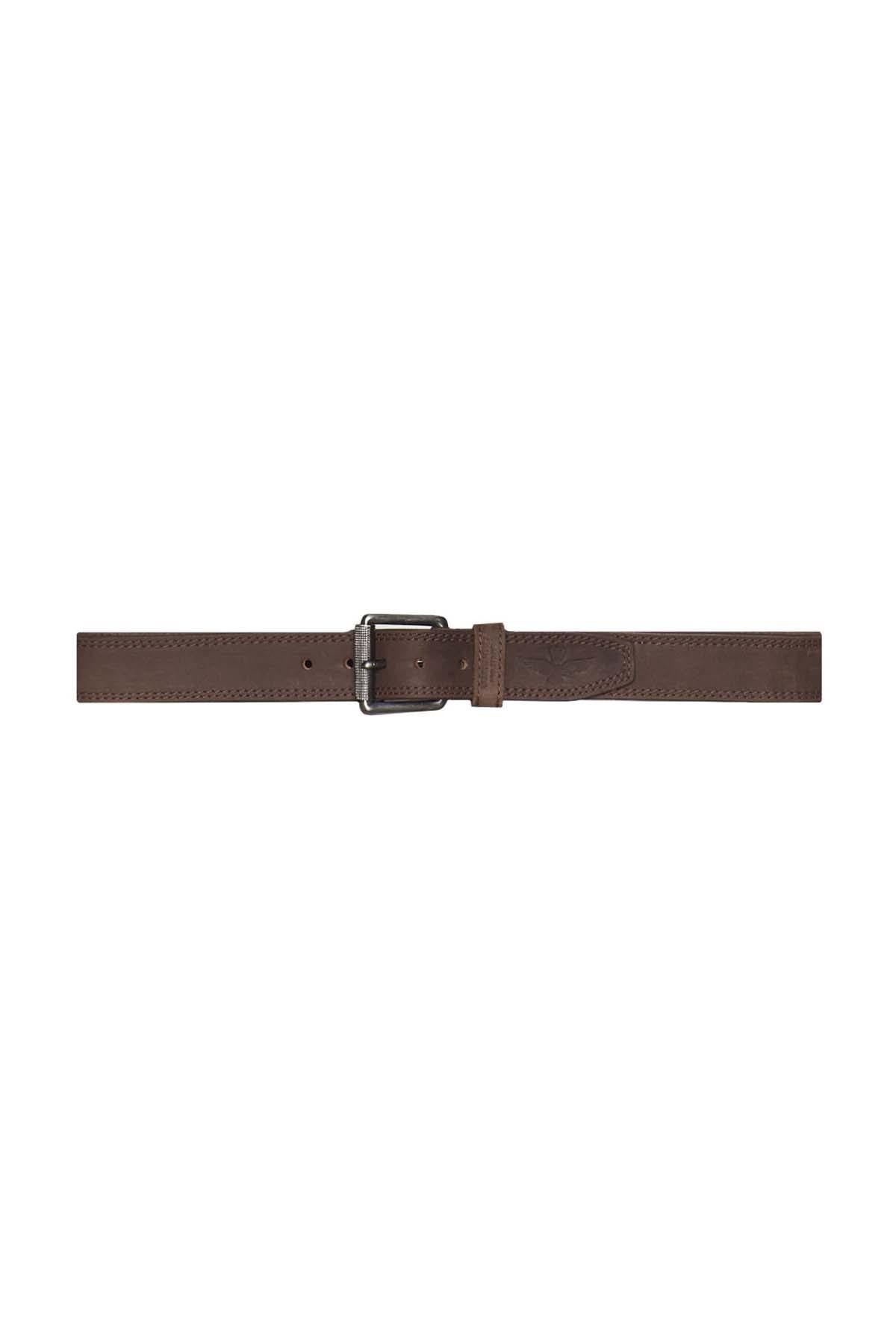Brown nubuck leather belt with pin buckle - Image n°2