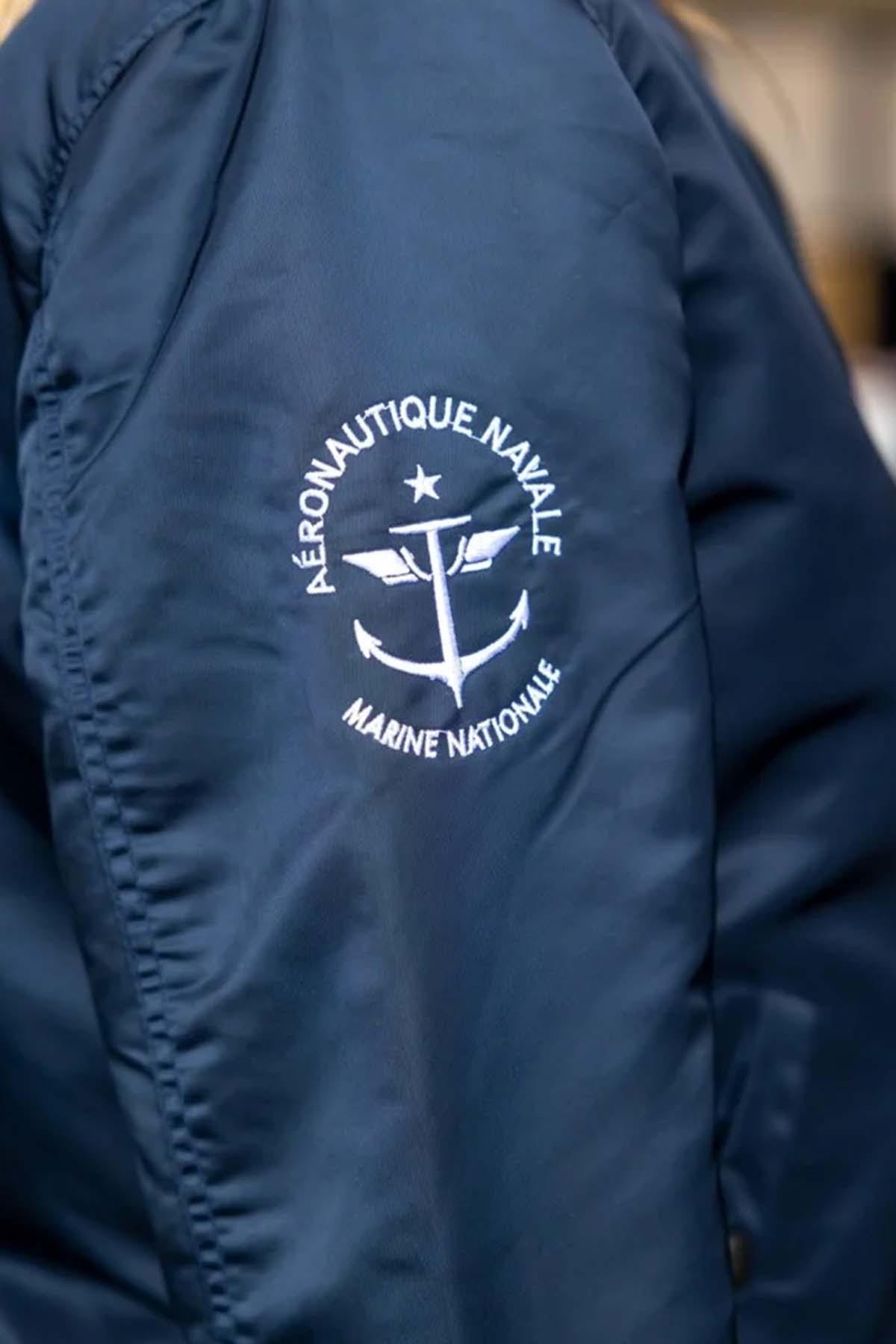 Navy blue naval aeronautics bomber jacket - Image n°5