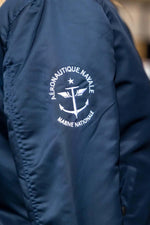 Navy blue naval aeronautics bomber jacket - Image n°5