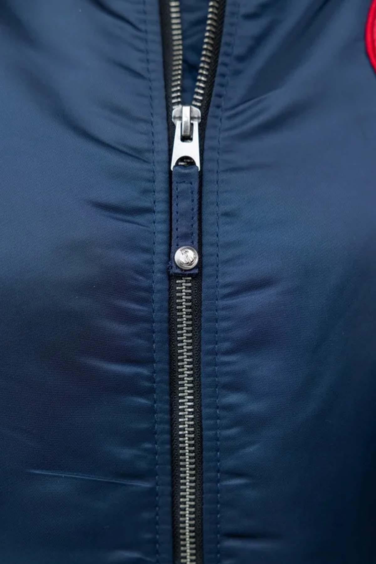 Navy blue naval aeronautics bomber jacket - Image n°5