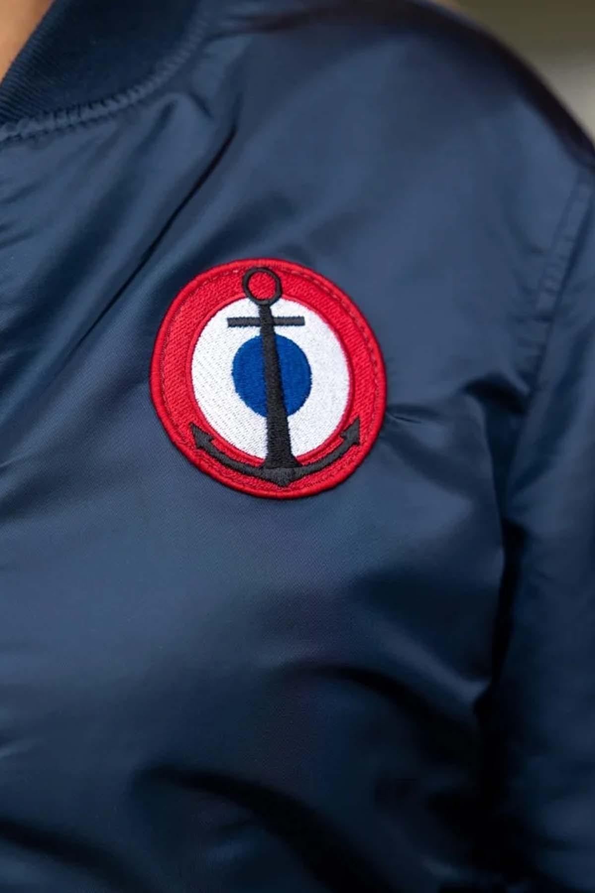 Navy blue naval aeronautics bomber jacket - Image n°8