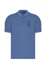 Blue vintage effect polo shirt - Image n°4