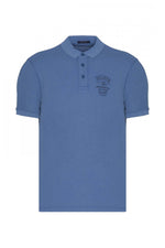 Blue vintage effect polo shirt - Image n°4