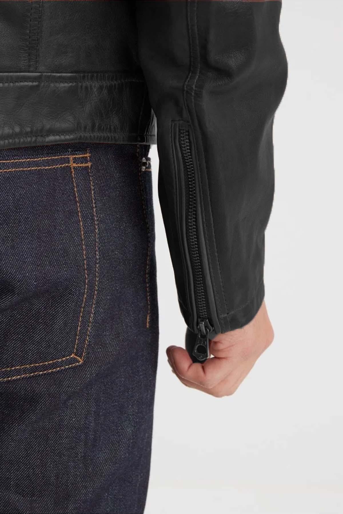 Washed lambskin jacket, slim fit, shirt collar-retro yet versatile. - Image n°5