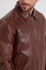 Washed bison lambskin jacket, slim-fit with vintage charm. - Image n°5