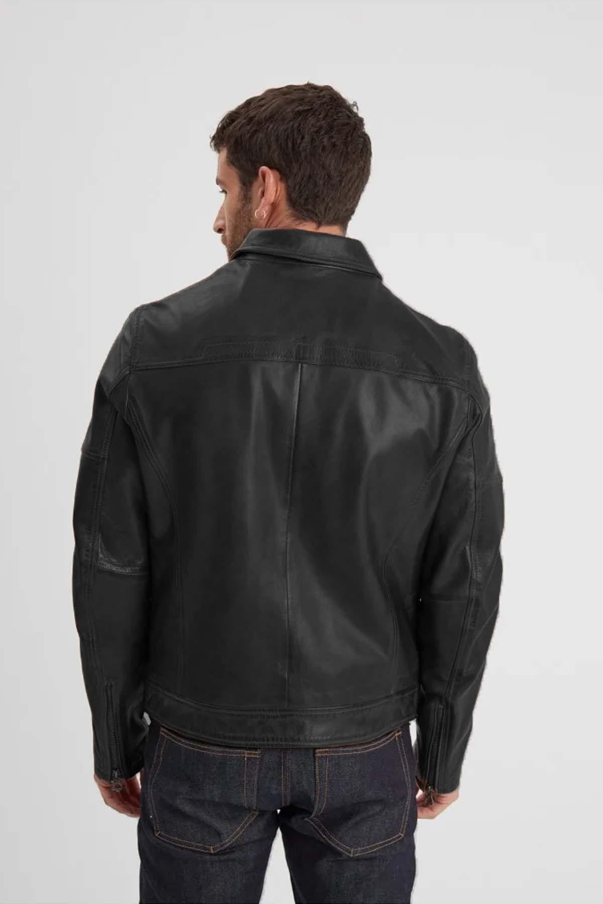 Washed lambskin jacket, slim fit, shirt collar-retro yet versatile. - Image n°4