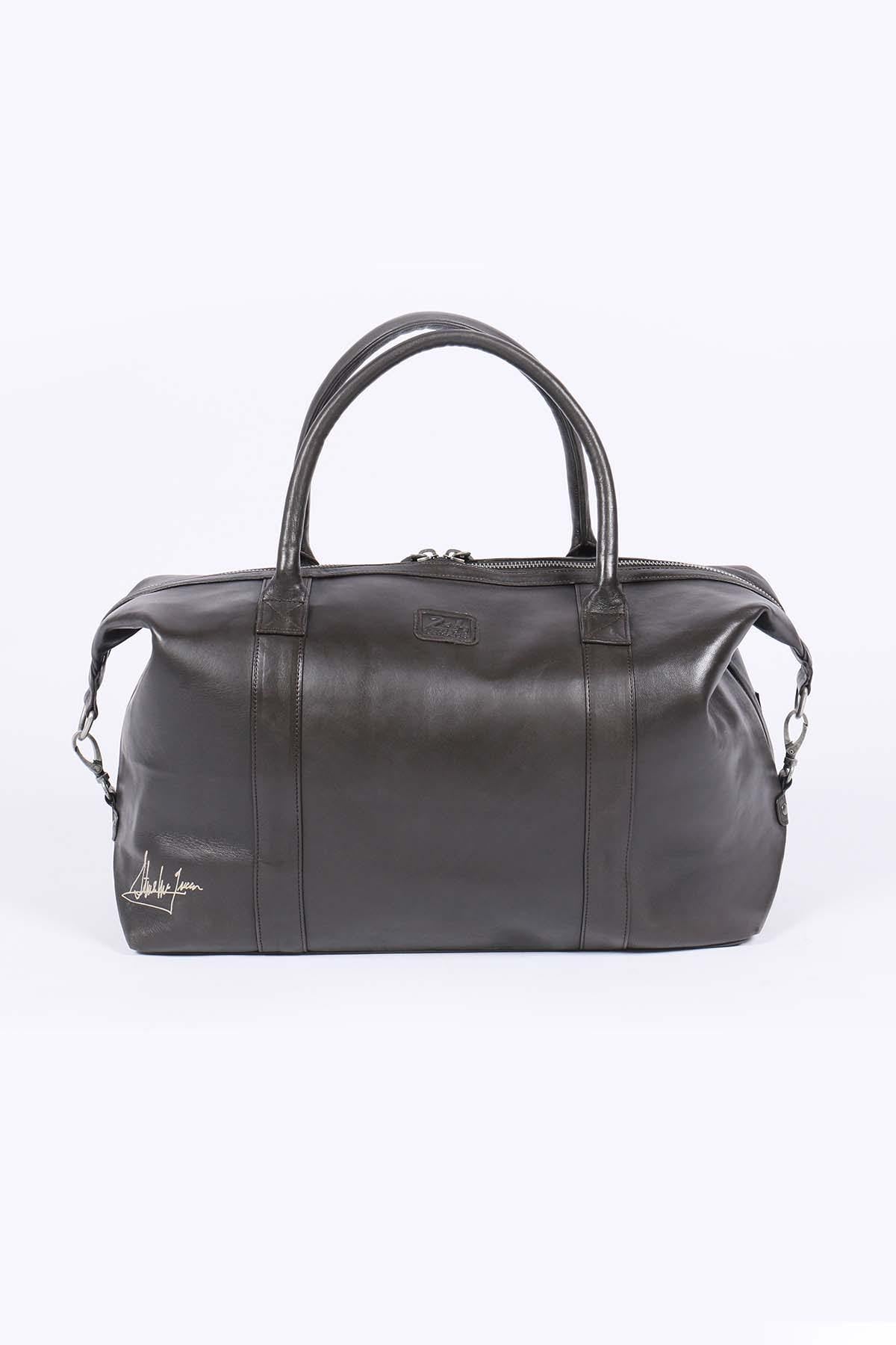 48H travel bag in sheepskin leather Dark brown - Image n°3