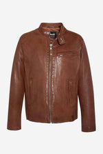 Cafe racer style leather jacket - Image n°2
