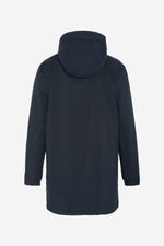Long navy blue hooded coat - Image n°3