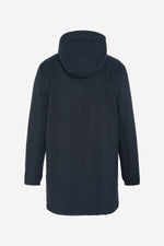 Long navy blue hooded coat - Image n°3