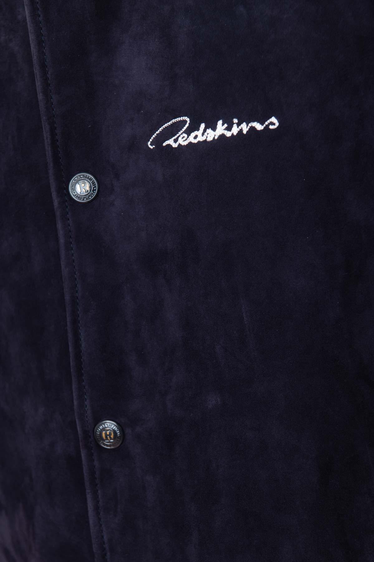 Embroidered Navy/White Leather Varsity Teddy - Image n°8