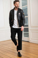 Black lambskin jacket with 24h Le Mans patches and a regular fit. - Image n°2