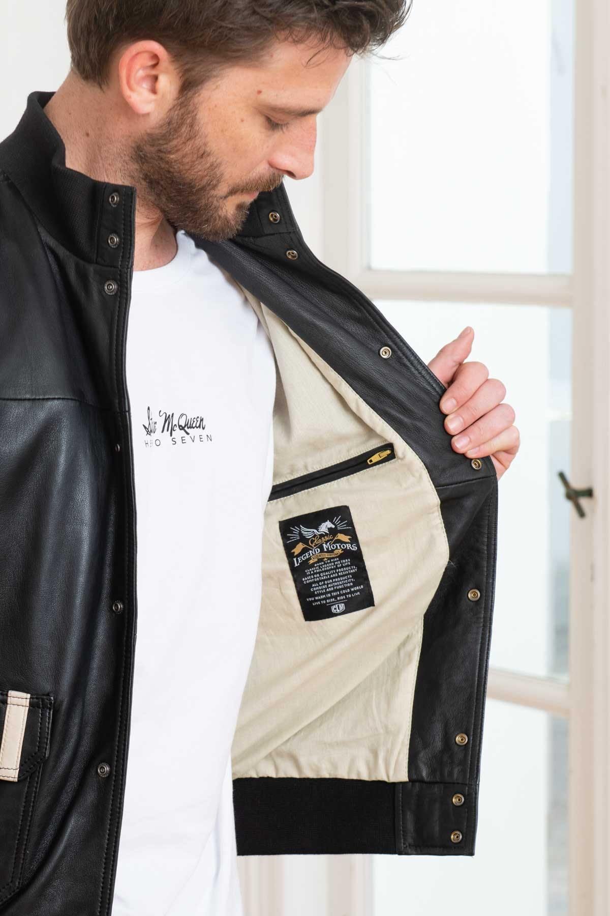 Black lambskin jacket with 24h Le Mans patches and a regular fit. - Image n°8