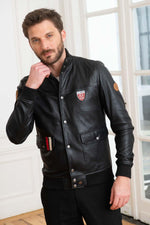 Black lambskin jacket with 24h Le Mans patches and a regular fit. - Image n°4