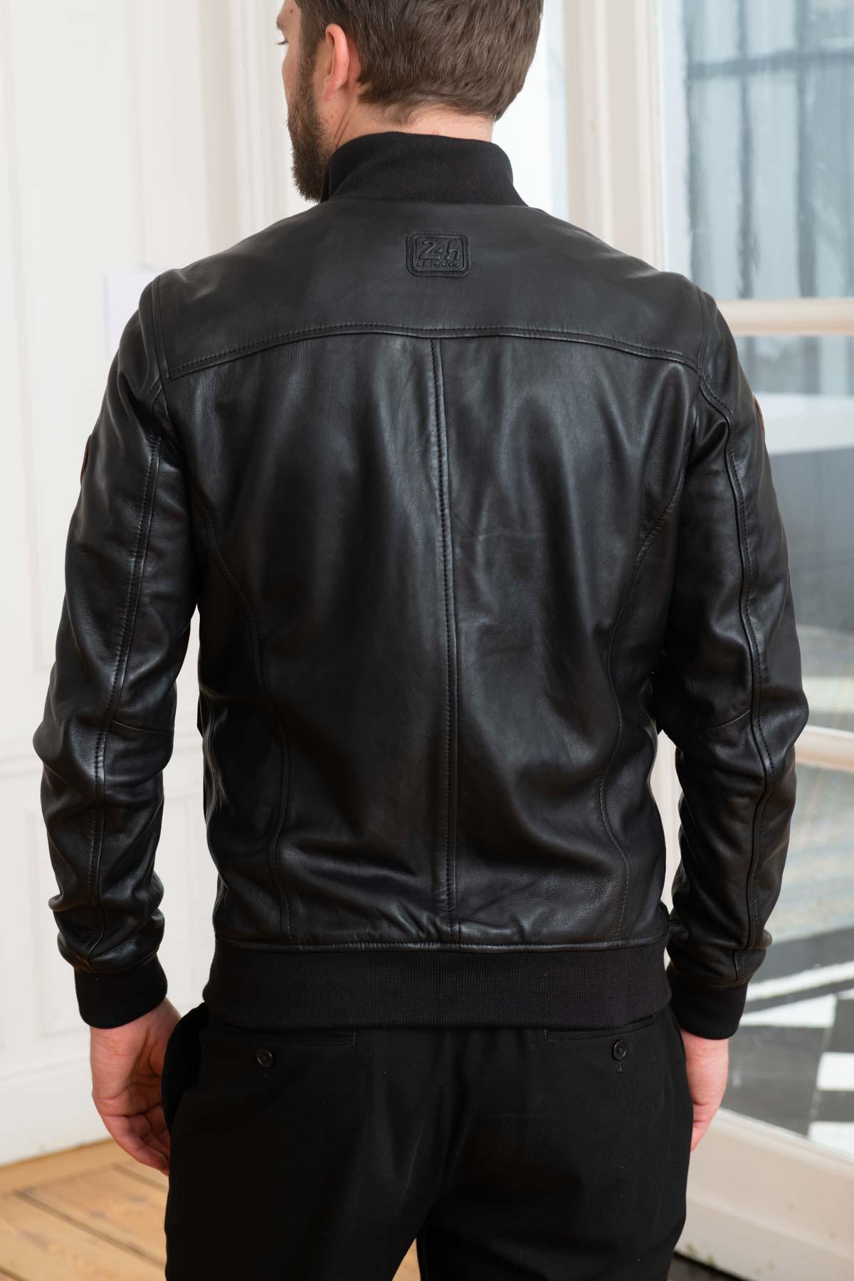 Black lambskin jacket with 24h Le Mans patches and a regular fit. - Image n°5