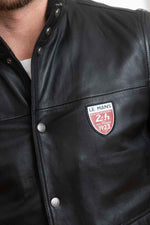 Black lambskin jacket with 24h Le Mans patches and a regular fit. - Image n°6
