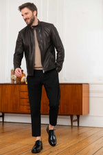 Black lambskin jacket, moto collar, regular fit-ideal for any season. - Image n°2