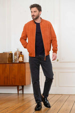 Supple lambskin teddy jacket in bold African orange for all seasons. - Image n°2